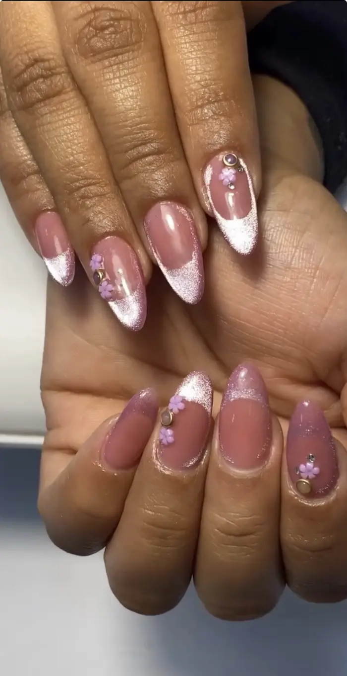 Chrome French with florals
